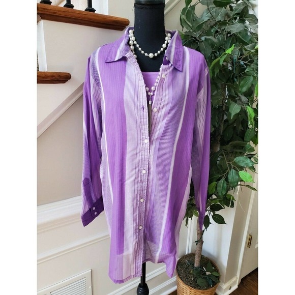 Roaman's 2- Button Down Top (20W)w/ Tank (1X) - Picture 1 of 12